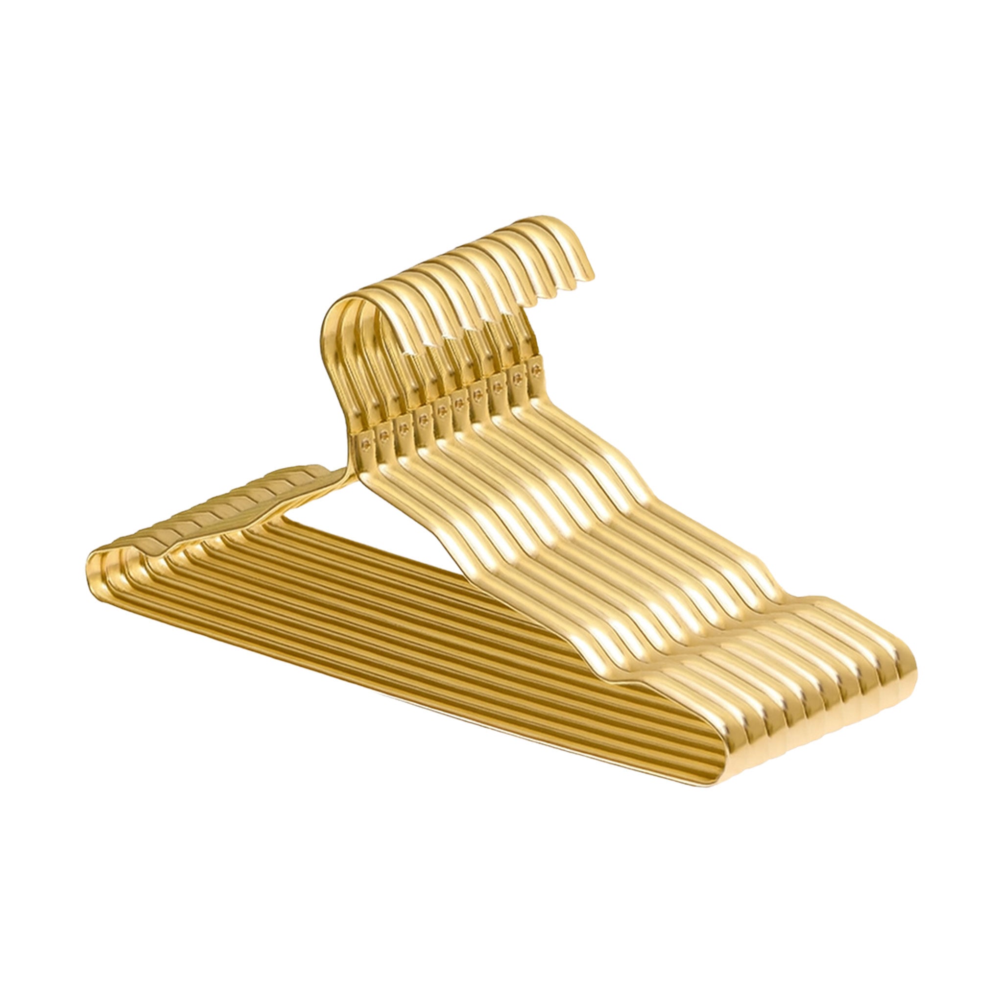 "10-Piece Aluminum Alloy Clothes Hanger Set – Non-Slip Golden Rack"