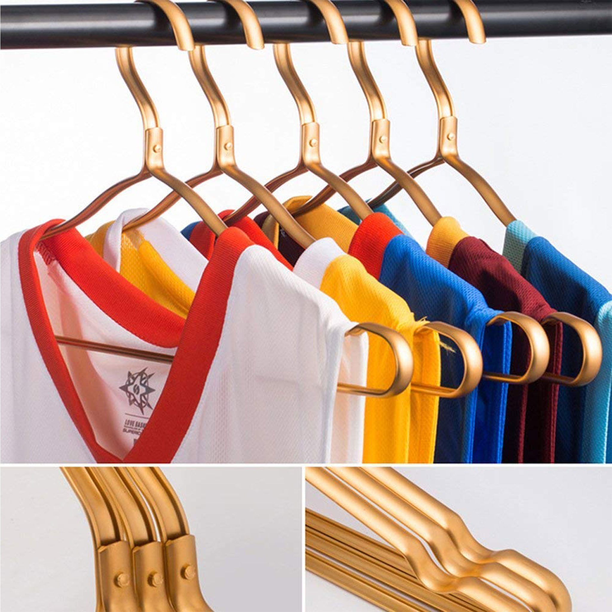 "10-Piece Aluminum Alloy Clothes Hanger Set – Non-Slip Golden Rack"