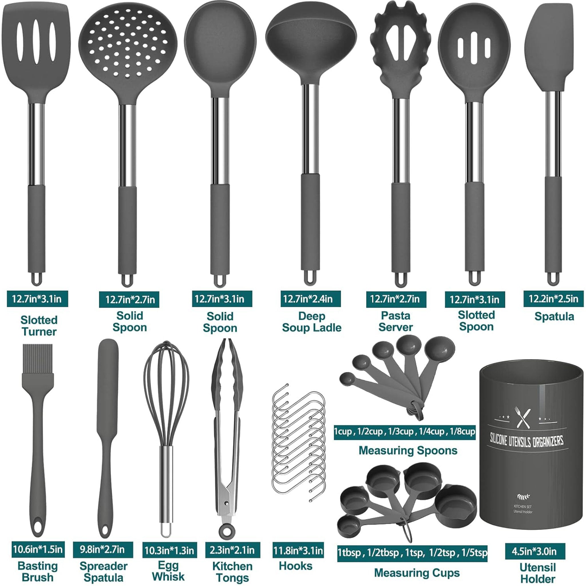 33-Piece Silicone Kitchen Utensils Set – Non-Stick Cooking Tools