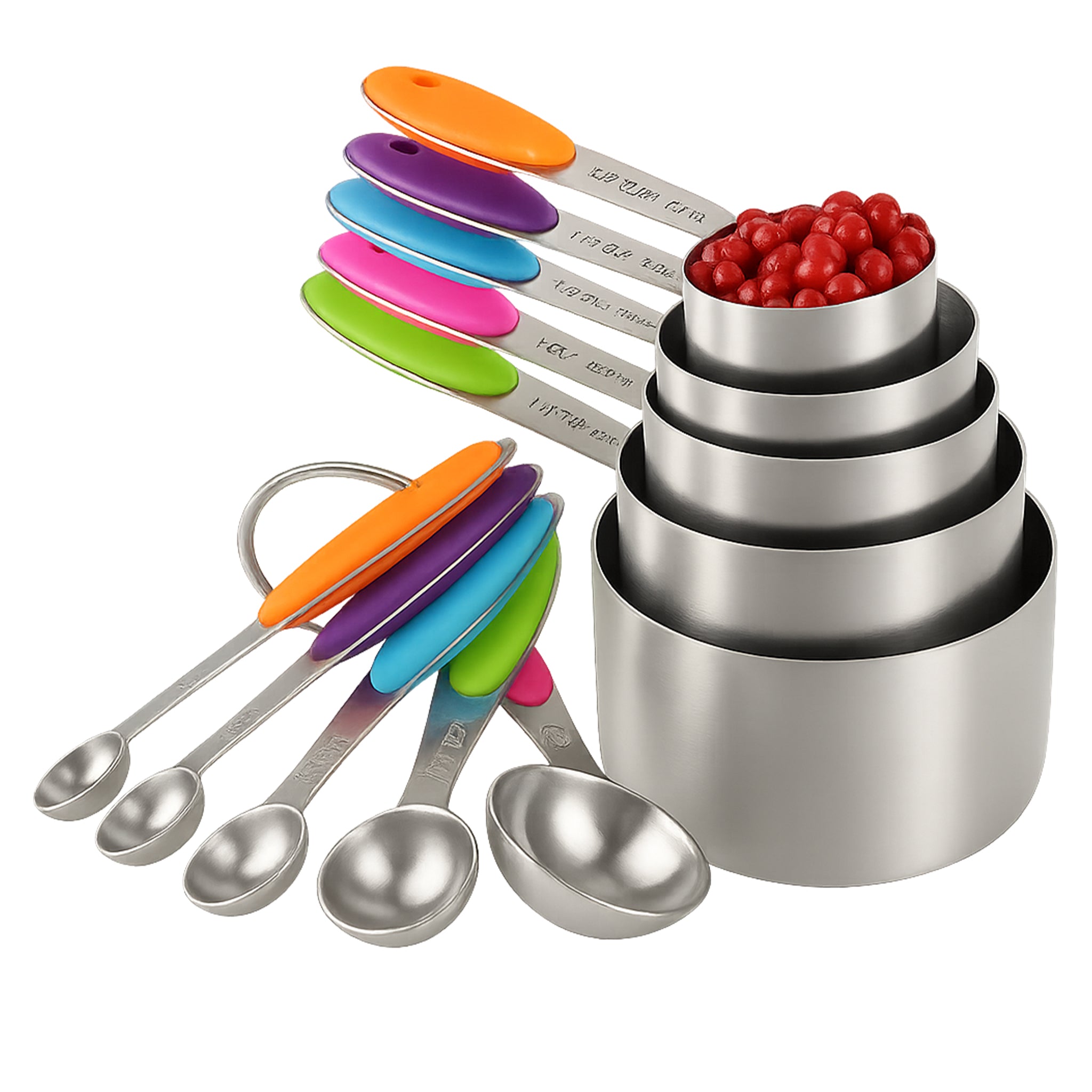 304 Stainless Steel Measuring Cups & Spoons Set for Baking & Cooking