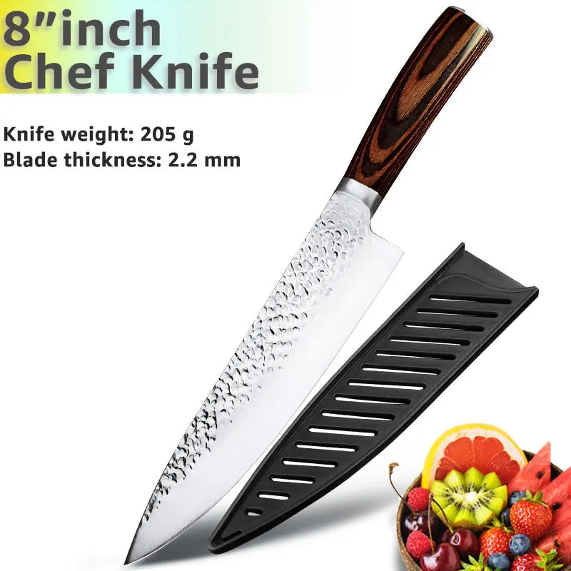 Kitchen Knife 8 inch Professional Japanese Chef Knives 7CR17 440C High Carbon Stainless Steel Meat Cleaver Slicer Santoku Knife