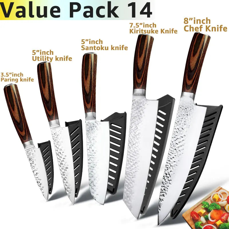 Kitchen Knife 8 inch Professional Japanese Chef Knives 7CR17 440C High Carbon Stainless Steel Meat Cleaver Slicer Santoku Knife