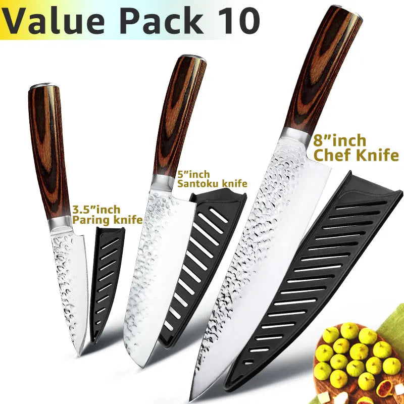 Kitchen Knife 8 inch Professional Japanese Chef Knives 7CR17 440C High Carbon Stainless Steel Meat Cleaver Slicer Santoku Knife