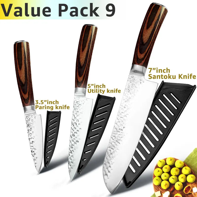 Kitchen Knife 8 inch Professional Japanese Chef Knives 7CR17 440C High Carbon Stainless Steel Meat Cleaver Slicer Santoku Knife