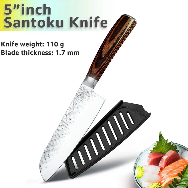 Kitchen Knife 8 inch Professional Japanese Chef Knives 7CR17 440C High Carbon Stainless Steel Meat Cleaver Slicer Santoku Knife