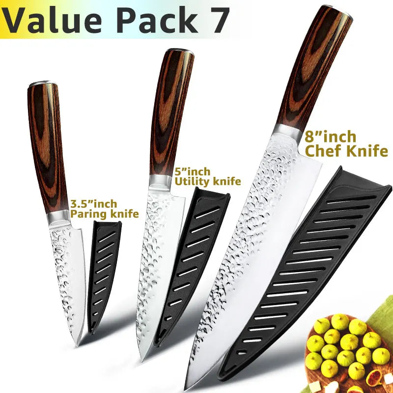 Kitchen Knife 8 inch Professional Japanese Chef Knives 7CR17 440C High Carbon Stainless Steel Meat Cleaver Slicer Santoku Knife