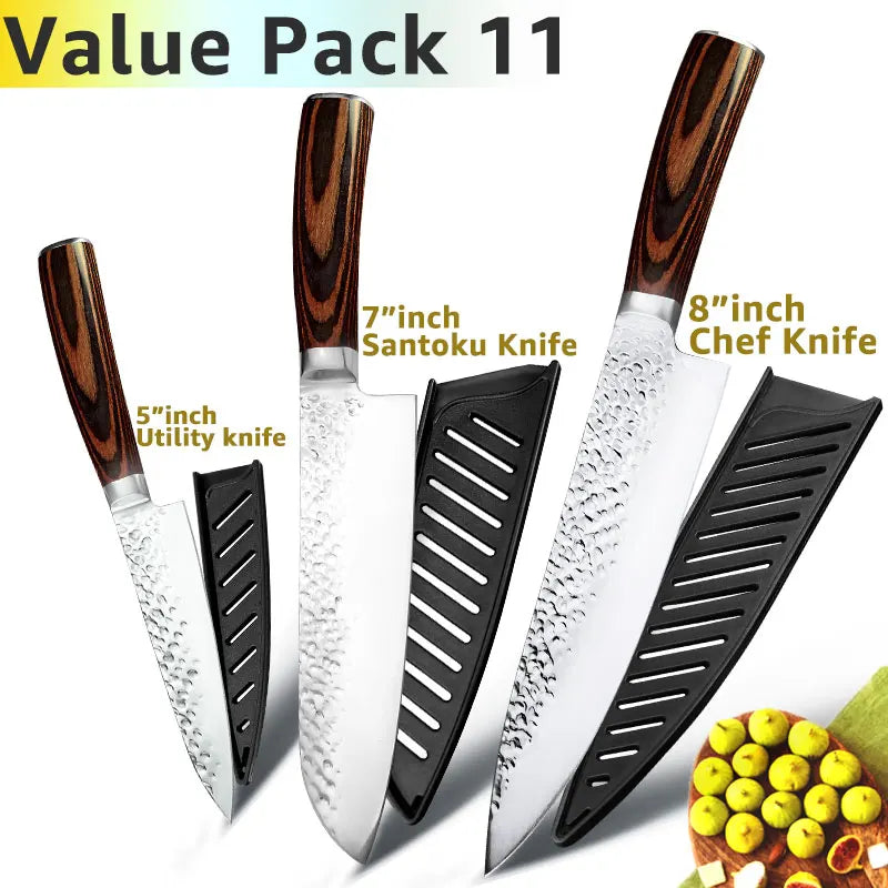 Kitchen Knife 8 inch Professional Japanese Chef Knives 7CR17 440C High Carbon Stainless Steel Meat Cleaver Slicer Santoku Knife