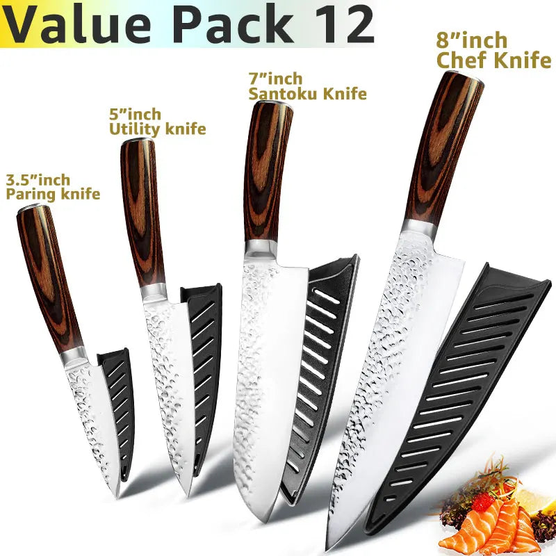 Kitchen Knife 8 inch Professional Japanese Chef Knives 7CR17 440C High Carbon Stainless Steel Meat Cleaver Slicer Santoku Knife