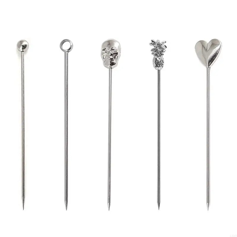 L9NB 10 PCS Cocktail Picks Stainless Steel Cocktail Toothpicks Reusable Cocktail Skewers Metal Cocktail Pick for Olives Fruit