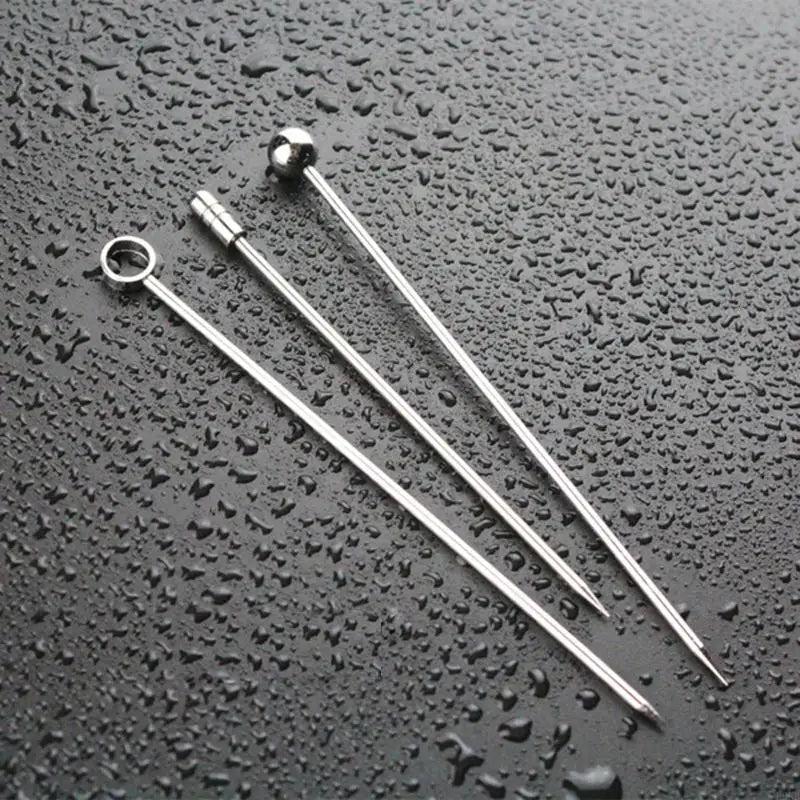 L9NB 10 PCS Cocktail Picks Stainless Steel Cocktail Toothpicks Reusable Cocktail Skewers Metal Cocktail Pick for Olives Fruit
