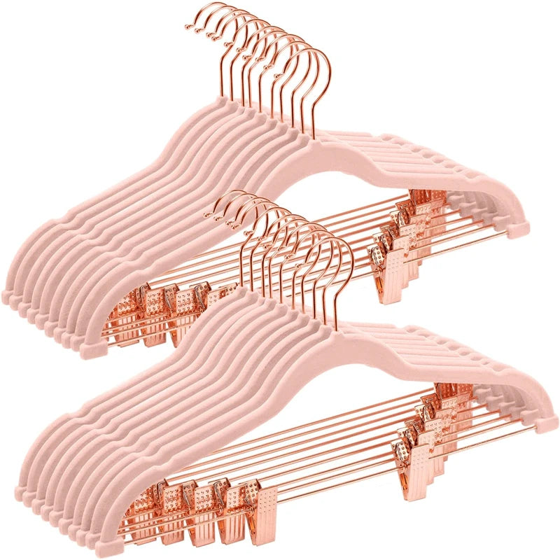 Non-Slip Velvet Hanger for Clothing locking Hanger, Wardrobe, Home Clothing Store Organization, Coat without Trace, 5 PCs/Lot