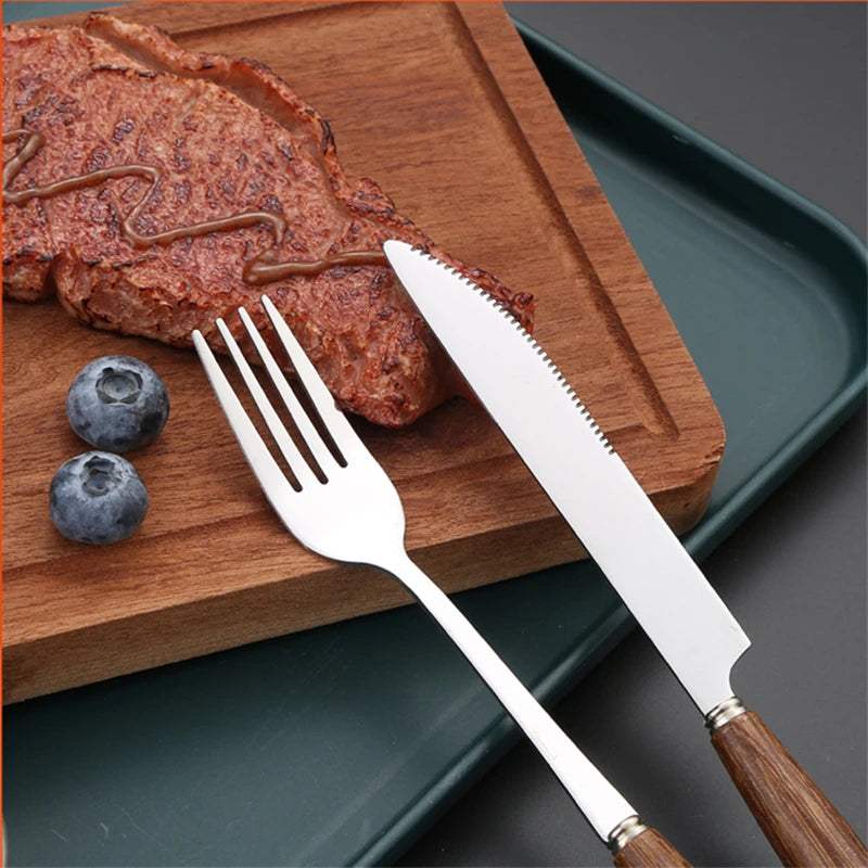 Chicken Wing Handle Cutlery Sets Stainless Steel Chopsticks Spoon Knife Fork Full Dining Table Service for Home and Kitchen