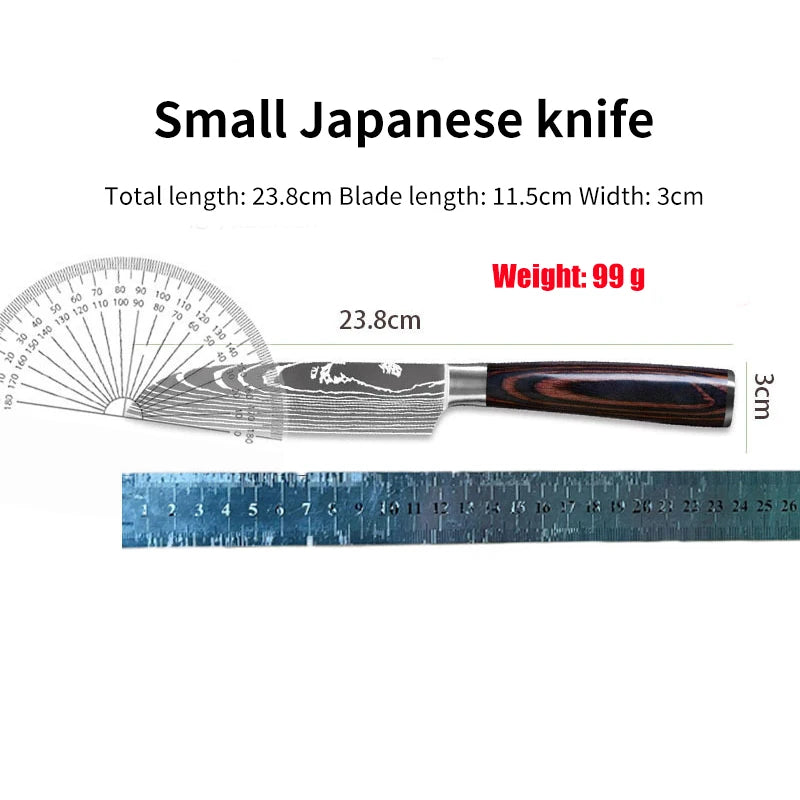 Kitchen Stainless Steel Knife Set Damascus Color Wood Handle Knife Set Kitchen Knife Slicing Boning Knife Bread Knife