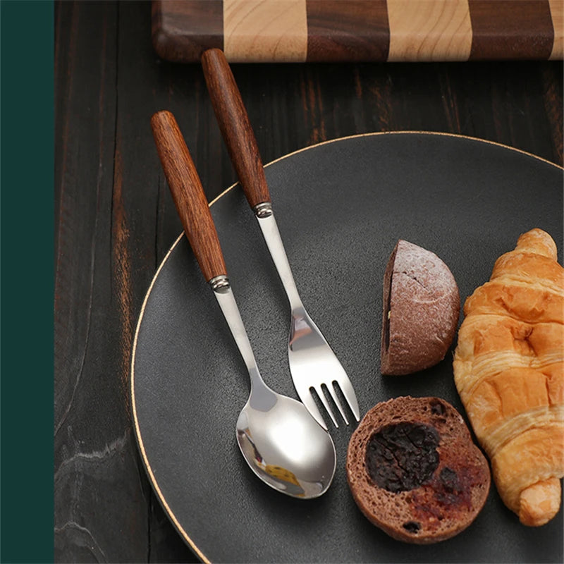 Chicken Wing Handle Cutlery Sets Stainless Steel Chopsticks Spoon Knife Fork Full Dining Table Service for Home and Kitchen