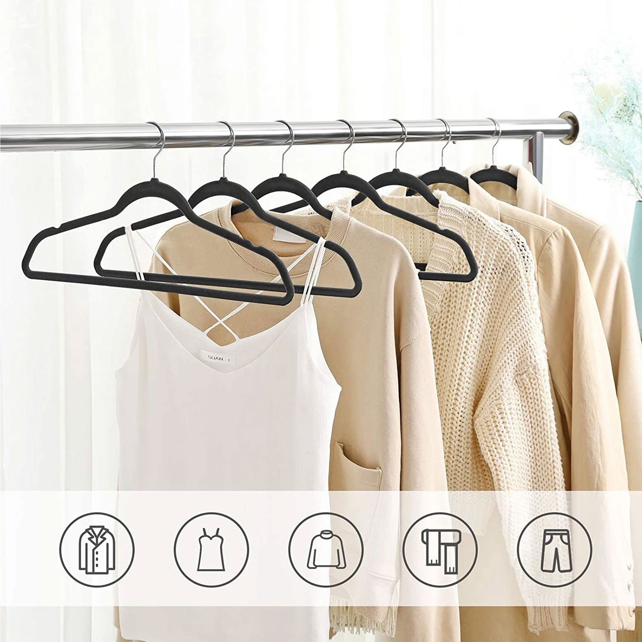 "10-Piece Aluminum Alloy Clothes Hanger Set – Non-Slip Golden Rack"