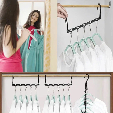 1-40PCS Multi-functional Hanger Rotating Folding Hanger Space-saving 5-hole Windproof Hanger Organizer Connecting Hooks wiktra