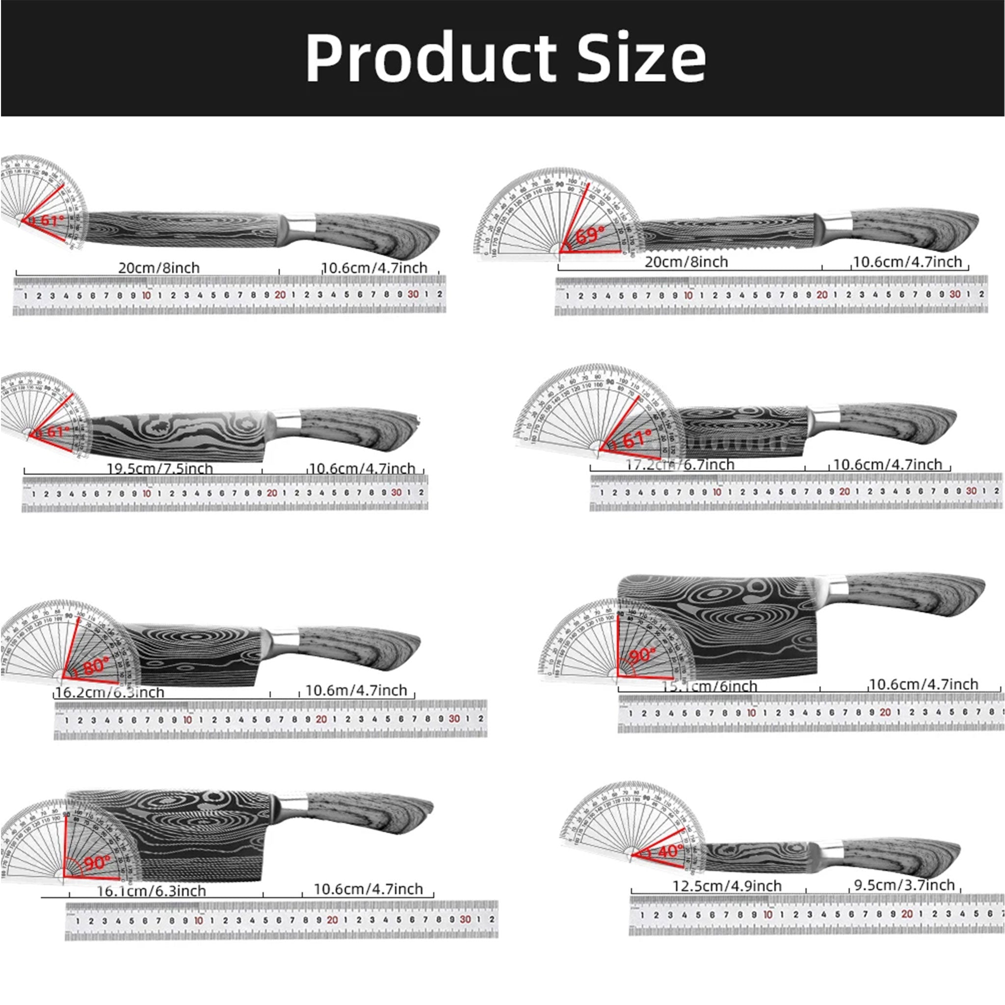 1–8 Piece Japanese Chef Knife Set – 7Cr17/440C Stainless Steel Kitchen Tools