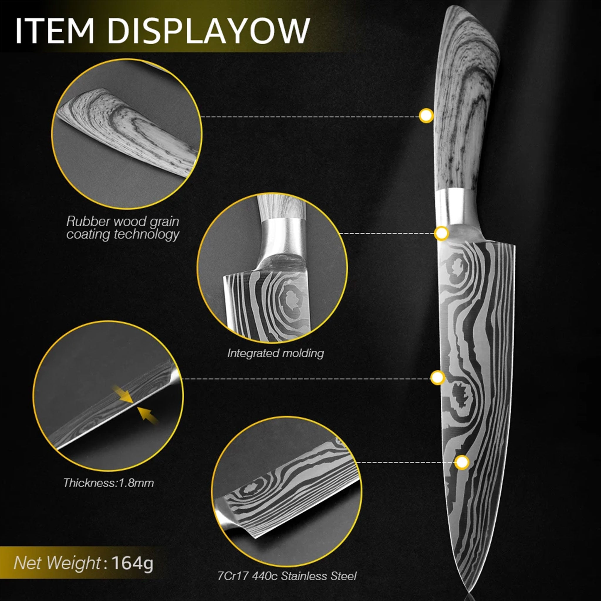 1–8 Piece Japanese Chef Knife Set – 7Cr17/440C Stainless Steel Kitchen Tools