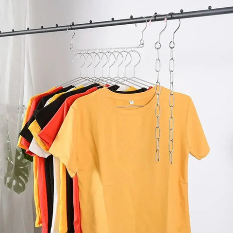 6/10 Hole Stainless Steel Clothes Hanger Metal Cloth Closet Hanging Chain Space Saving Wardrobe Organizer Rack for Shirt Storage wiktra