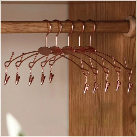 Metal Underwear Bra Rack,Gold Durable Fashion Adults Clothes Hangers Hook,Lingerie Shop Display Hanger with Clips,5/10 Pack wiktra