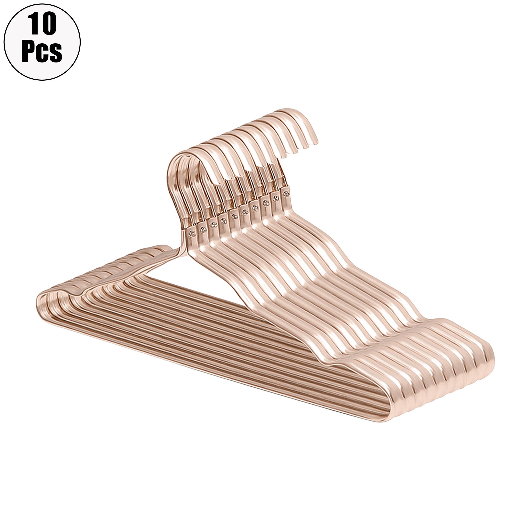 "10-Piece Aluminum Alloy Clothes Hanger Set – Non-Slip Golden Rack"