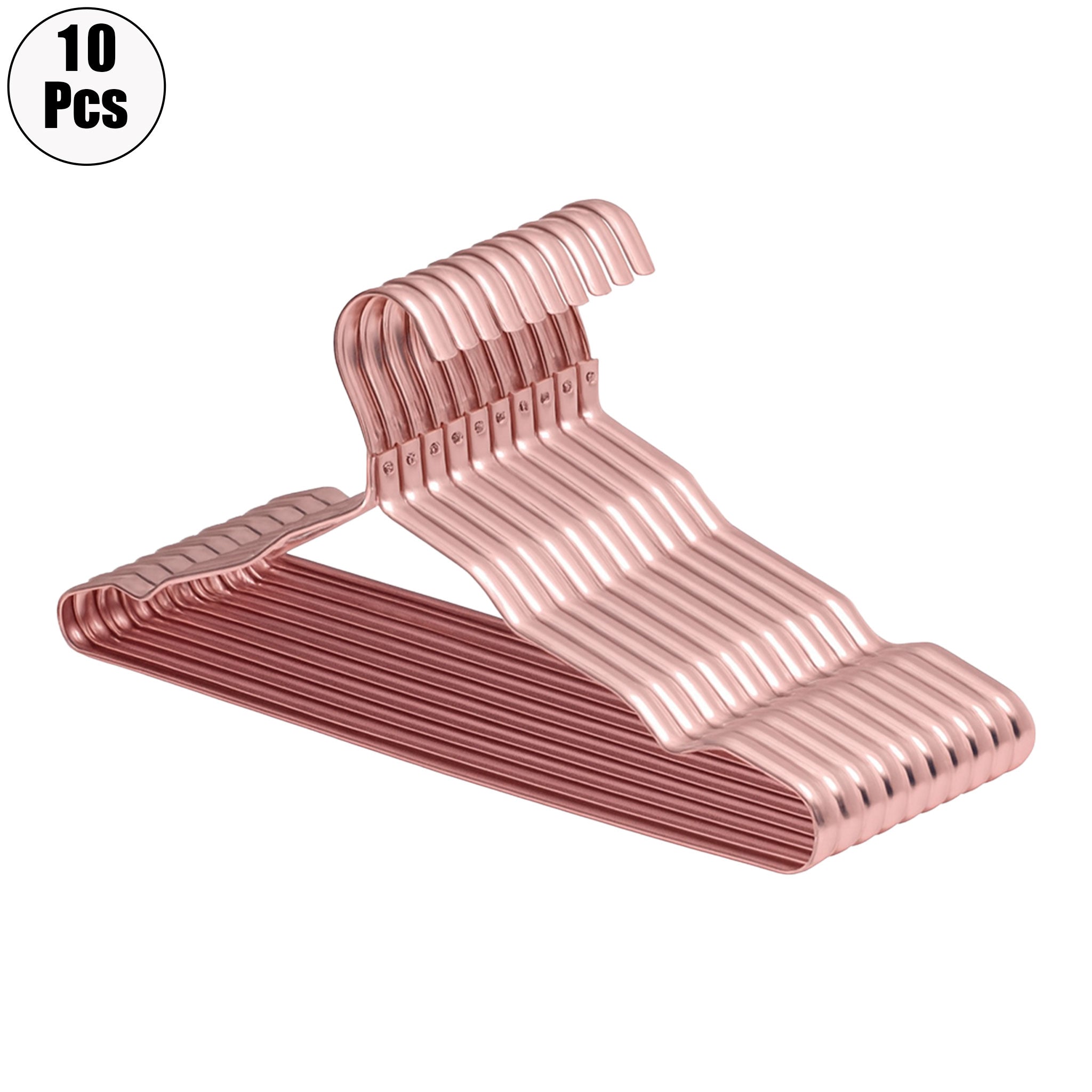 "10-Piece Aluminum Alloy Clothes Hanger Set – Non-Slip Golden Rack"