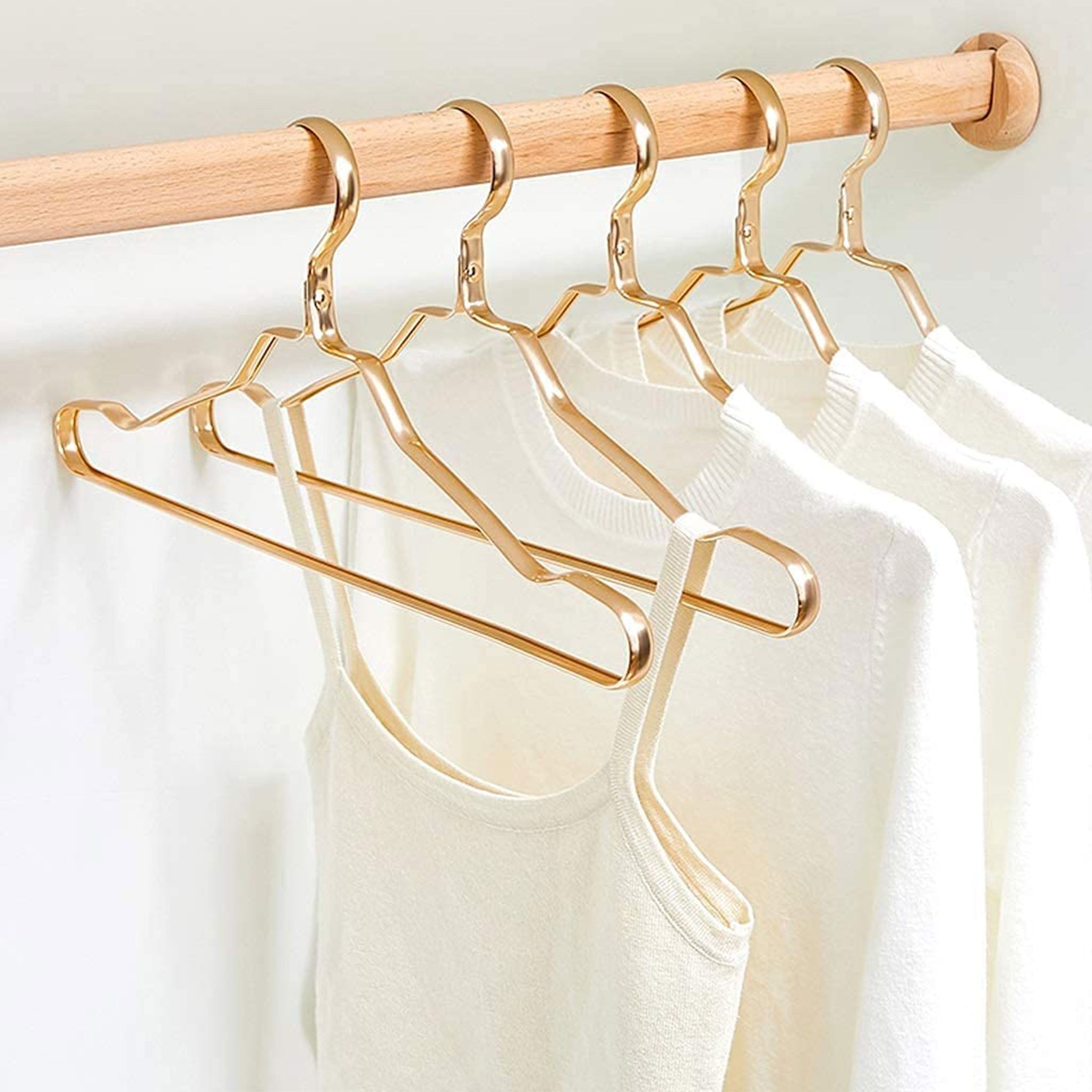 "10-Piece Aluminum Alloy Clothes Hanger Set – Non-Slip Golden Rack"