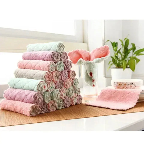 5/10 microfiber towels absorbent kitchen cleaning cloth non-stick oil dish towel dishcloth tableware household cleaning towel