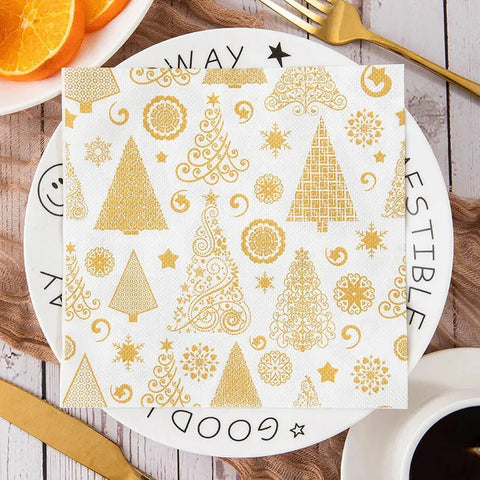 100PCS Christmas Paper Napkins 33X33CM Disposable Snowman Snowflake Reindeer Dinner Santa Napkins Paper Hand Towels for Xmas - Wiktra