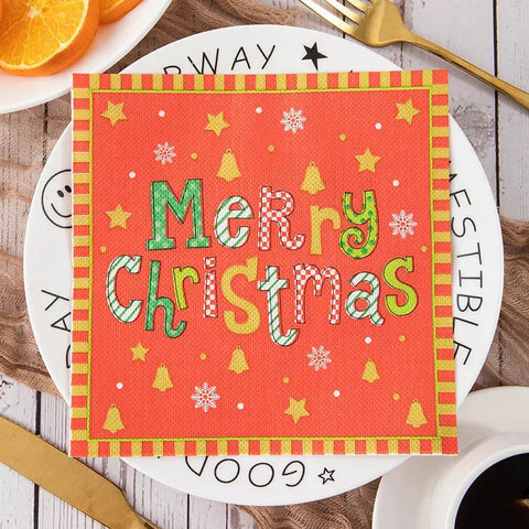 100PCS Christmas Paper Napkins 33X33CM Disposable Snowman Snowflake Reindeer Dinner Santa Napkins Paper Hand Towels for Xmas - Wiktra