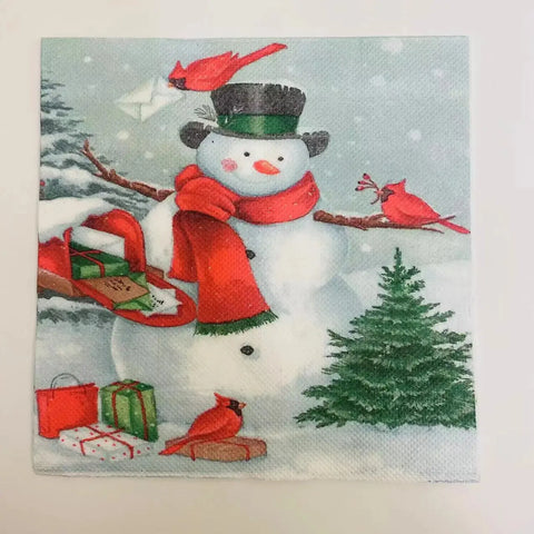 100PCS Christmas Paper Napkins 33X33CM Disposable Snowman Snowflake Reindeer Dinner Santa Napkins Paper Hand Towels for Xmas - Wiktra