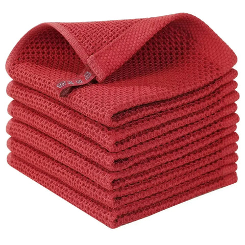 100% Cotton Dishcloth Soft Absorbent Dish Cloths Kitchen Towels Waffle Honeycomb Cleaning Cloth Household Kitchen Accessories