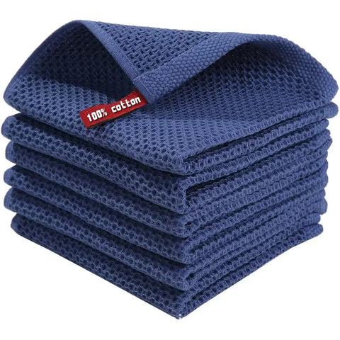 100% Cotton Dishcloth Soft Absorbent Dish Cloths Kitchen Towels Waffle Honeycomb Cleaning Cloth Household Kitchen Accessories