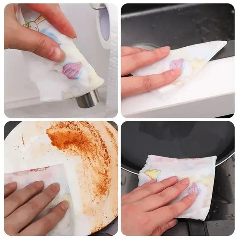 600/100pcs Reusable Kitchen Disposable Rags Reusable Non-Woven Cleaning Cloths Washing Dishcloths Rag Cloth Towels Scouring Pads wiktra