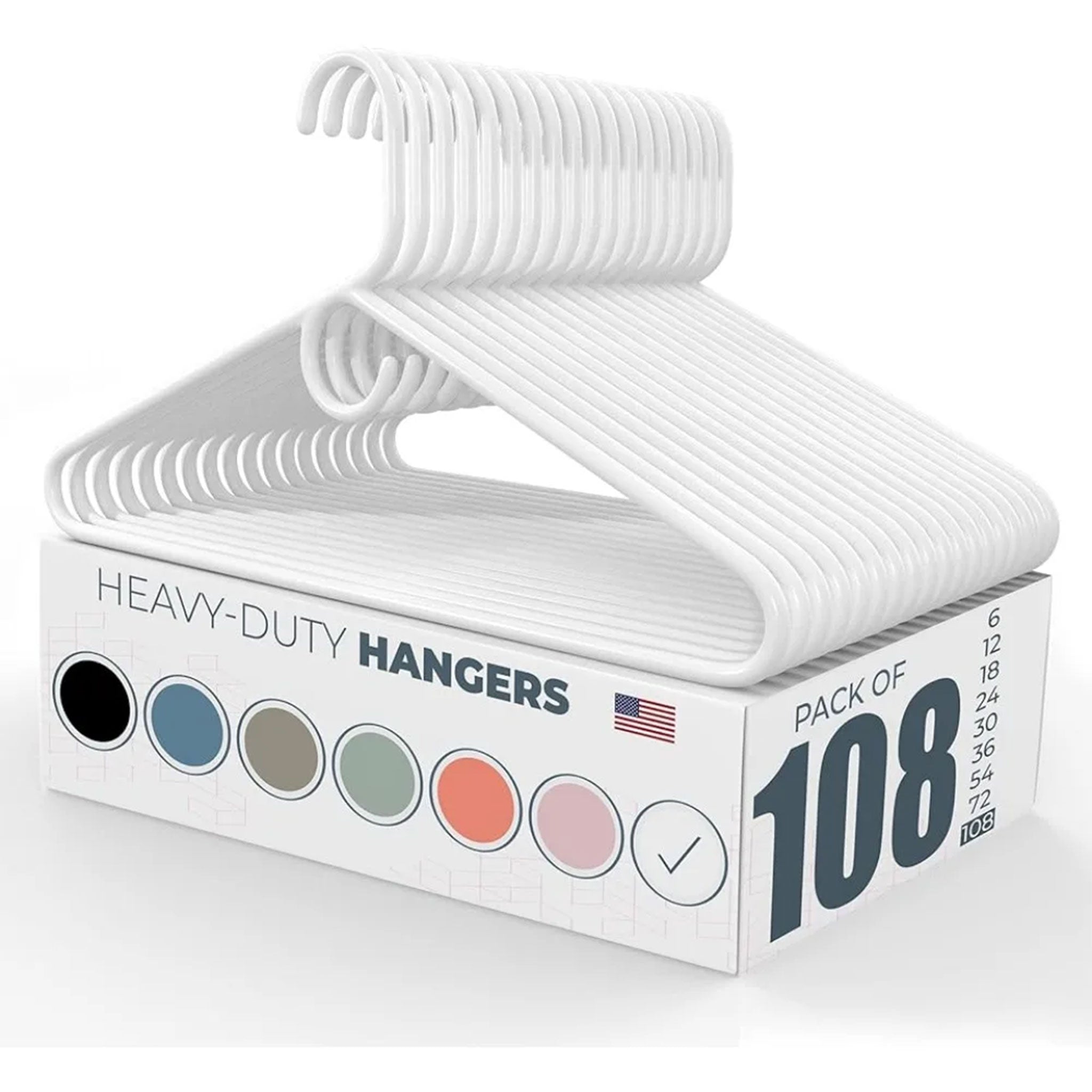 108-Pack Heavy Duty Plastic Clothes Hangers