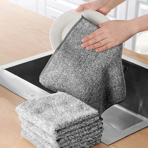 10PCS Microfiber DishCloth Non-stick Oil Absorbent Towel for Kitchen Multifunction Household Bathroom Towels Kitchen Supplies wiktra