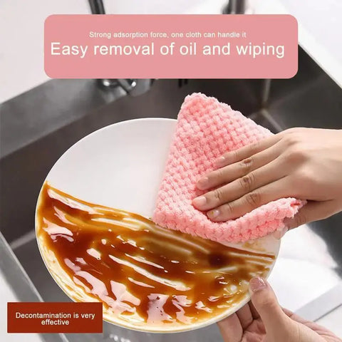 10PCS Microfiber Towel Absorbent Kitchen Cleaning Cloth NonStick Oil Dish Towel Rags Napkins Tableware Household Cleaning Towel wiktra