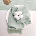 10PCS Sage Green Gauze Crepe Cloth Napkins Pack Pure Cotton Fabric 40x40cm Wedding Decor Everyday Use Dinner Tea Towel - Wiktra