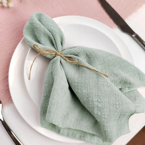 10PCS Sage Green Gauze Crepe Cloth Napkins Pack Pure Cotton Fabric 40x40cm Wedding Decor Everyday Use Dinner Tea Towel - Wiktra