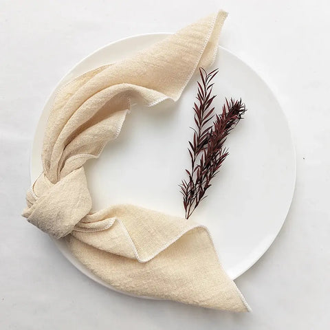 10PCS Sage Green Gauze Crepe Cloth Napkins Pack Pure Cotton Fabric 40x40cm Wedding Decor Everyday Use Dinner Tea Towel - Wiktra