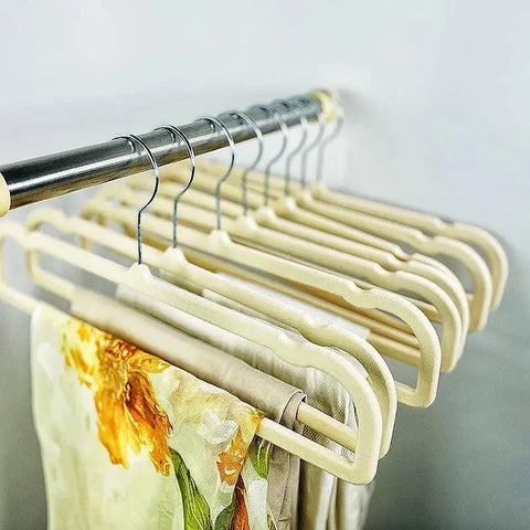 10PCS Trousers Velvet Hanger Drying Rack Home Creative Flocking Clothes Hanger Hook Closet Organizer Hangers for Clothes Pants wiktra