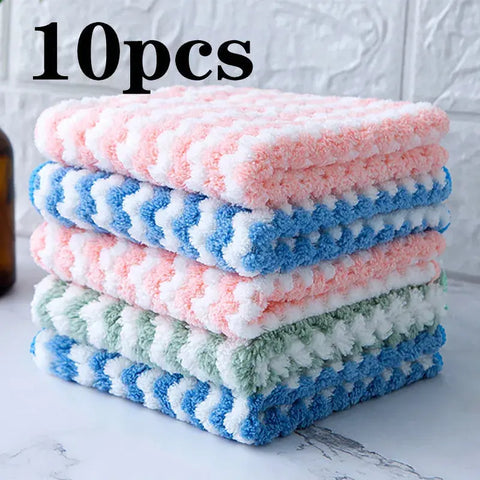 3/5/10PCSSuper Absorbent Microfiber Thick Kitchen Towel Dishcloth Household Rags Non-Stick Oil Table Cleaning Wipe Cloth Scourin wiktra