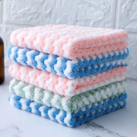 3/5/10PCSSuper Absorbent Microfiber Thick Kitchen Towel Dishcloth Household Rags Non-Stick Oil Table Cleaning Wipe Cloth Scourin