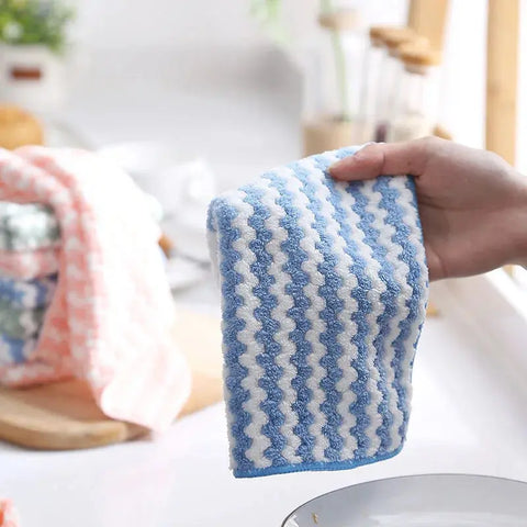 3/5/10PCSSuper Absorbent Microfiber Thick Kitchen Towel Dishcloth Household Rags Non-Stick Oil Table Cleaning Wipe Cloth Scourin