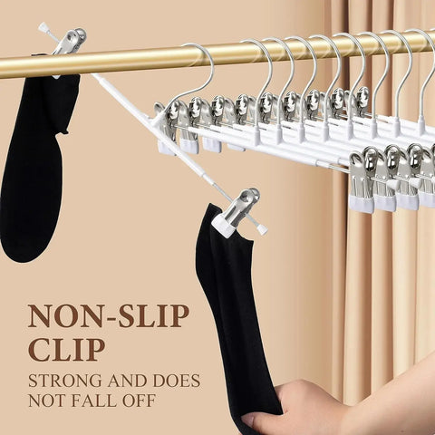 Pants Hangers with Clips 5/10Pack Adjustable SkirtHangers for Women Non-Slip Trousers Hanger for Jeans Clothes Hangers for Pants wiktra