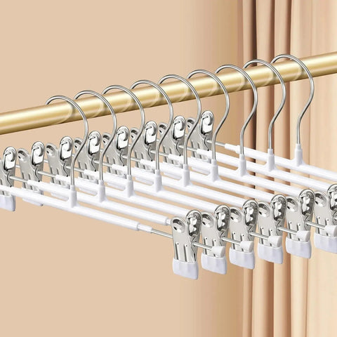 Pants Hangers with Clips 5/10Pack Adjustable SkirtHangers for Women Non-Slip Trousers Hanger for Jeans Clothes Hangers for Pants