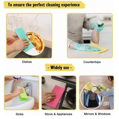 10Pcs Reusable Swedish Dishcloths Eco-Friendly Kitchen Cleaning Towels Cloths Kitchen Towels Household Cleaning Products wiktra