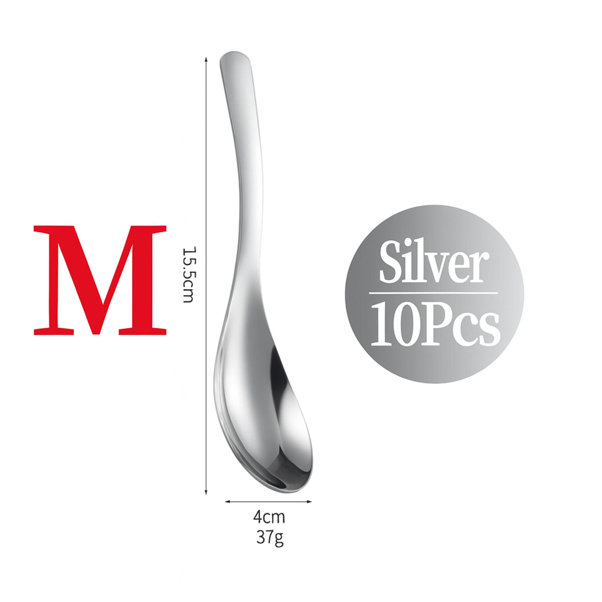 10Pcs Stainless Steel Soup Dessert Spoons