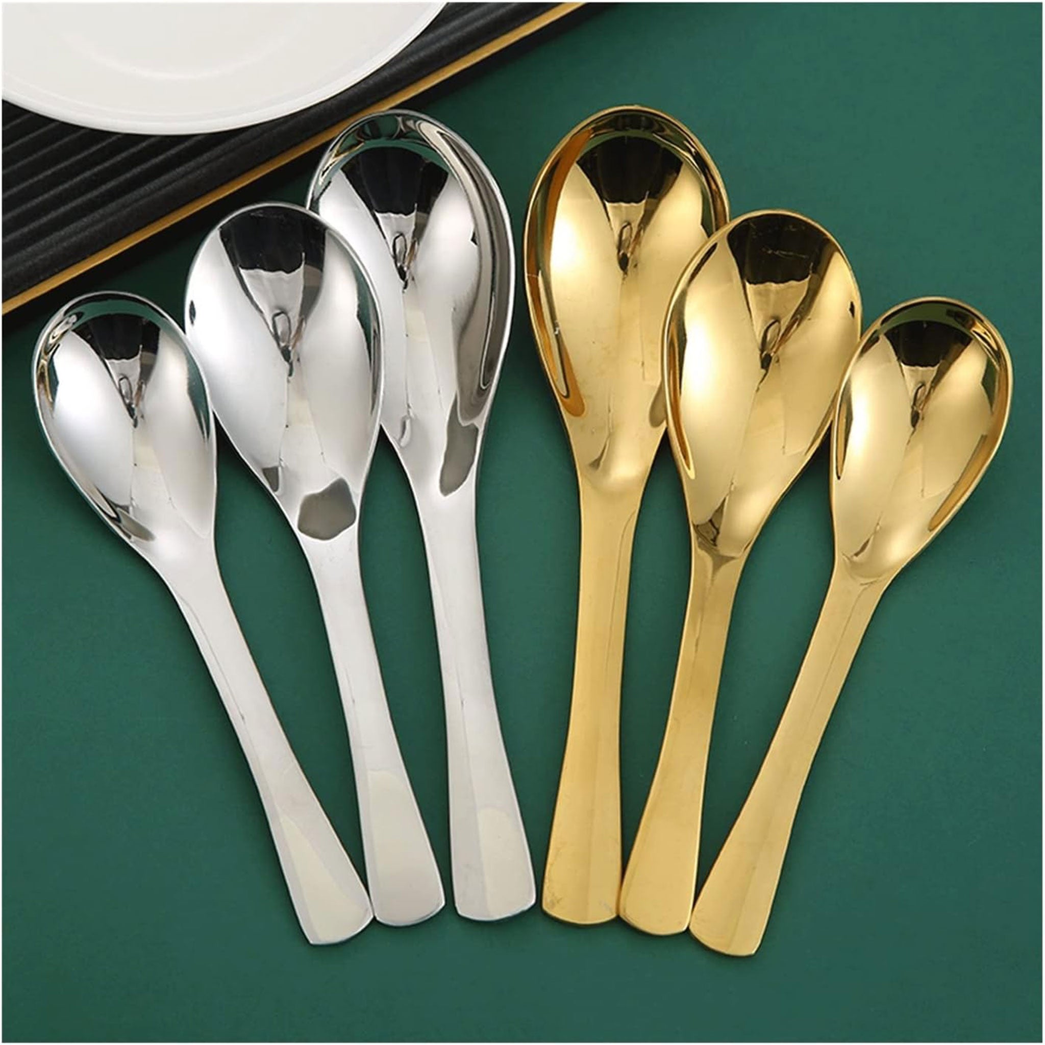 10Pcs Stainless Steel Soup Dessert Spoons