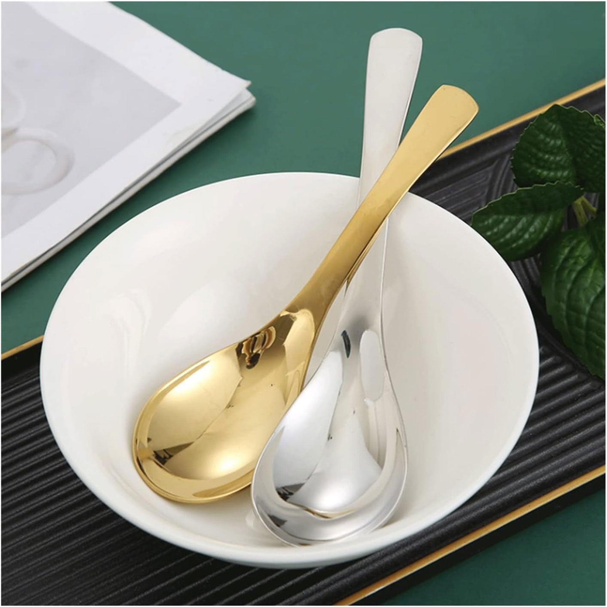 10Pcs Stainless Steel Soup Dessert Spoons